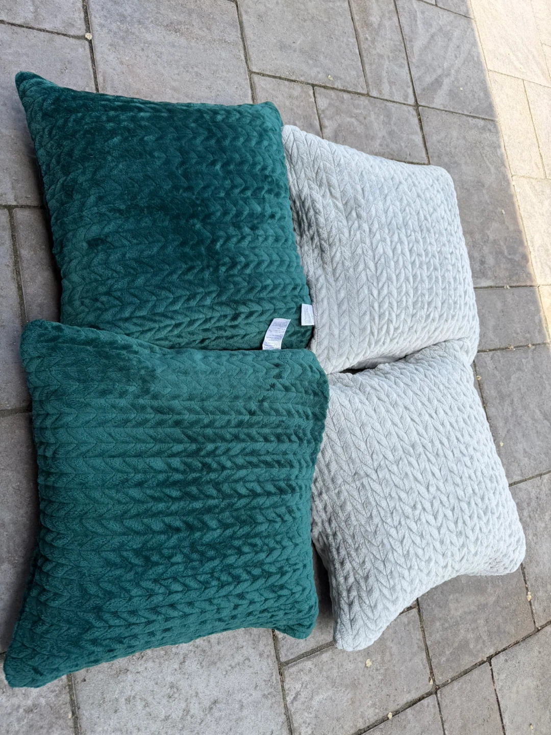 Set of 4 Decorative Throw Pillows - Teal and Grey - photo 2