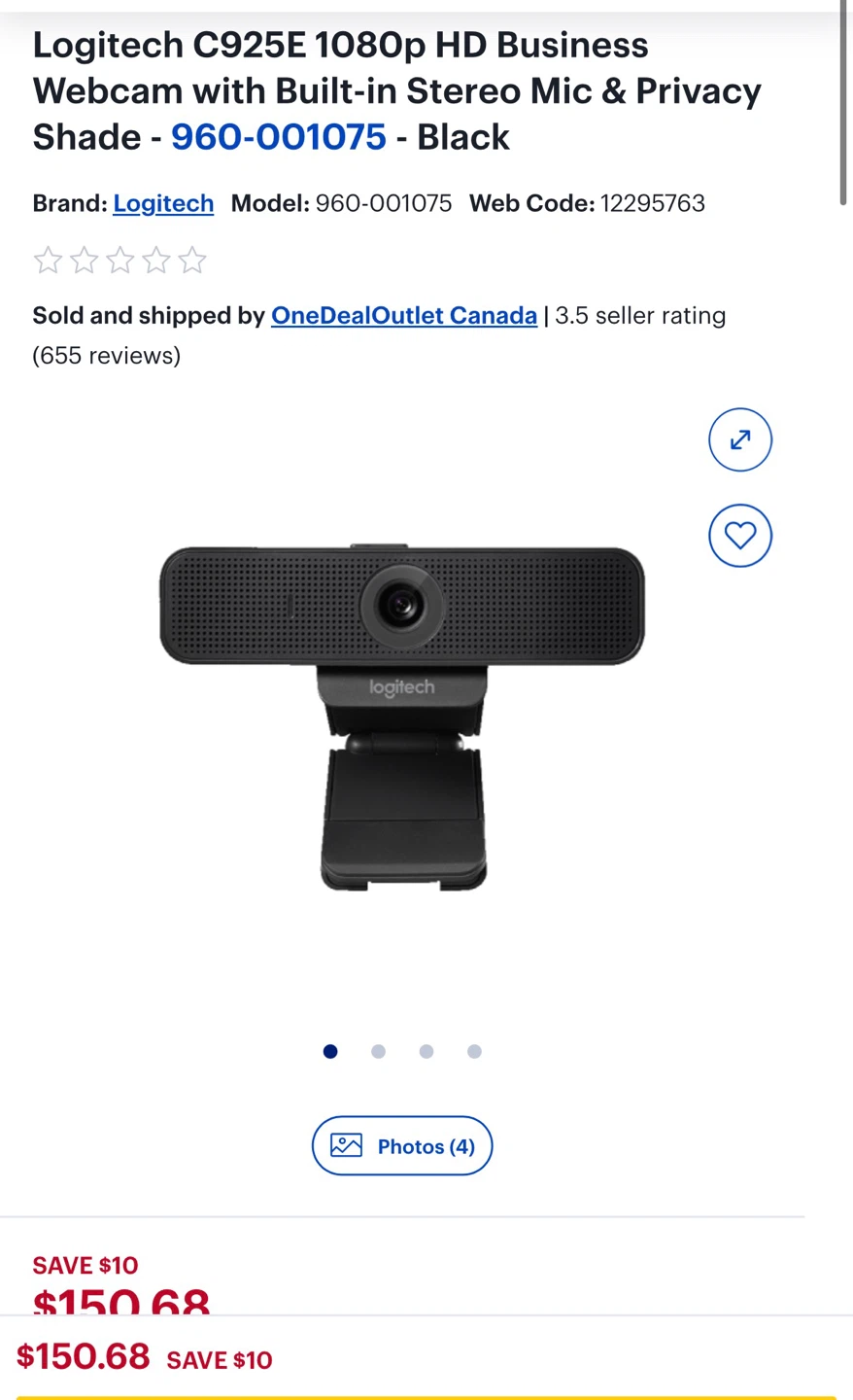 Logitech C925e 1080p HD Business Webcam