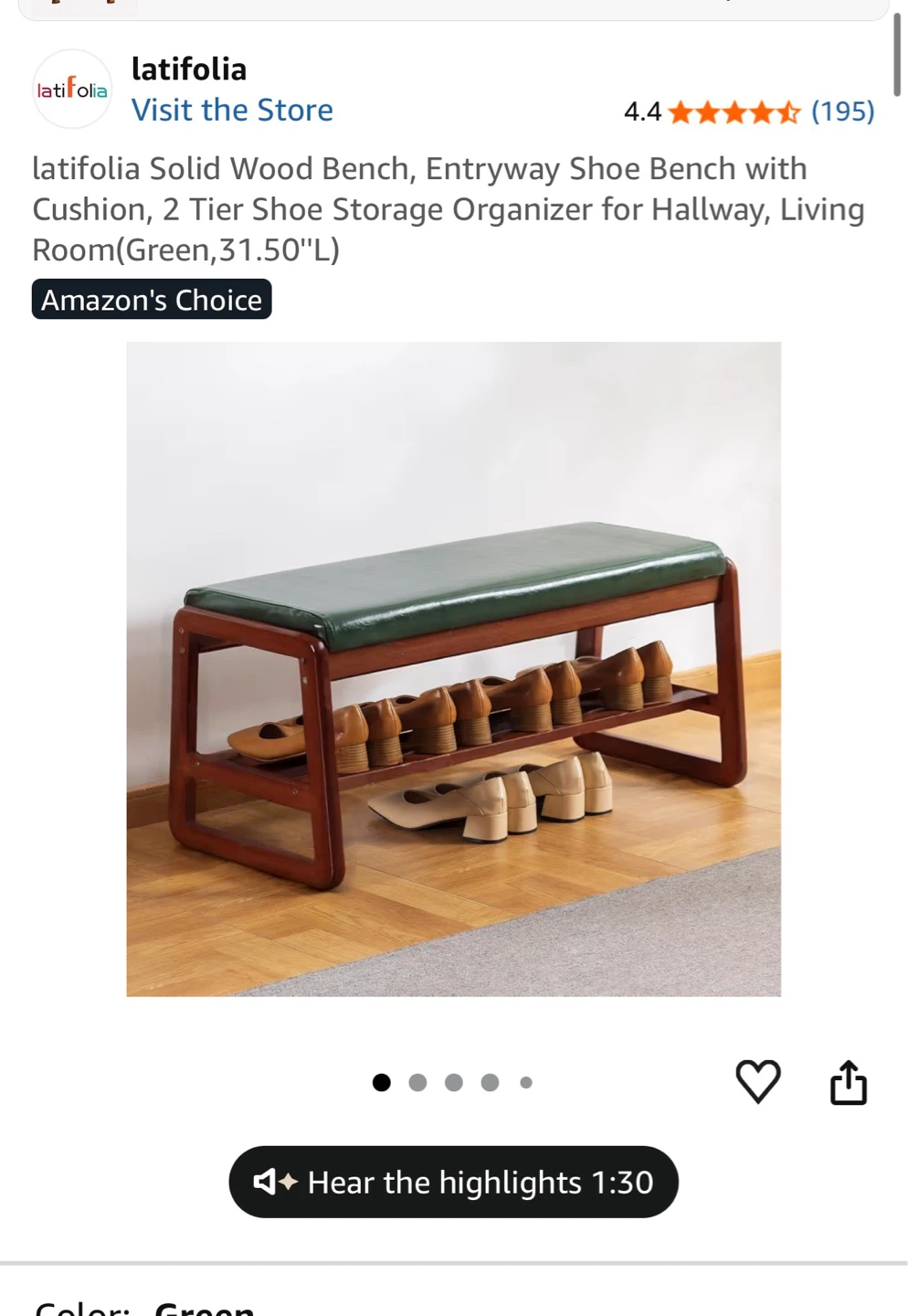 latifolia Solid Wood, Entryway Shoe Bench - photo 4