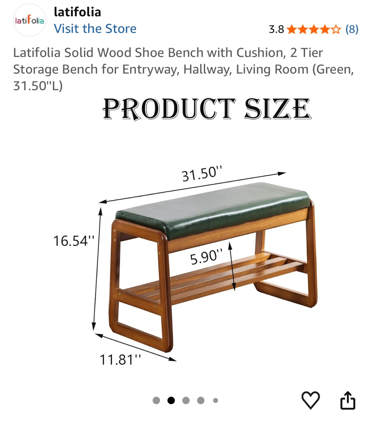 latifolia Solid Wood, Entryway Shoe Bench - photo 5