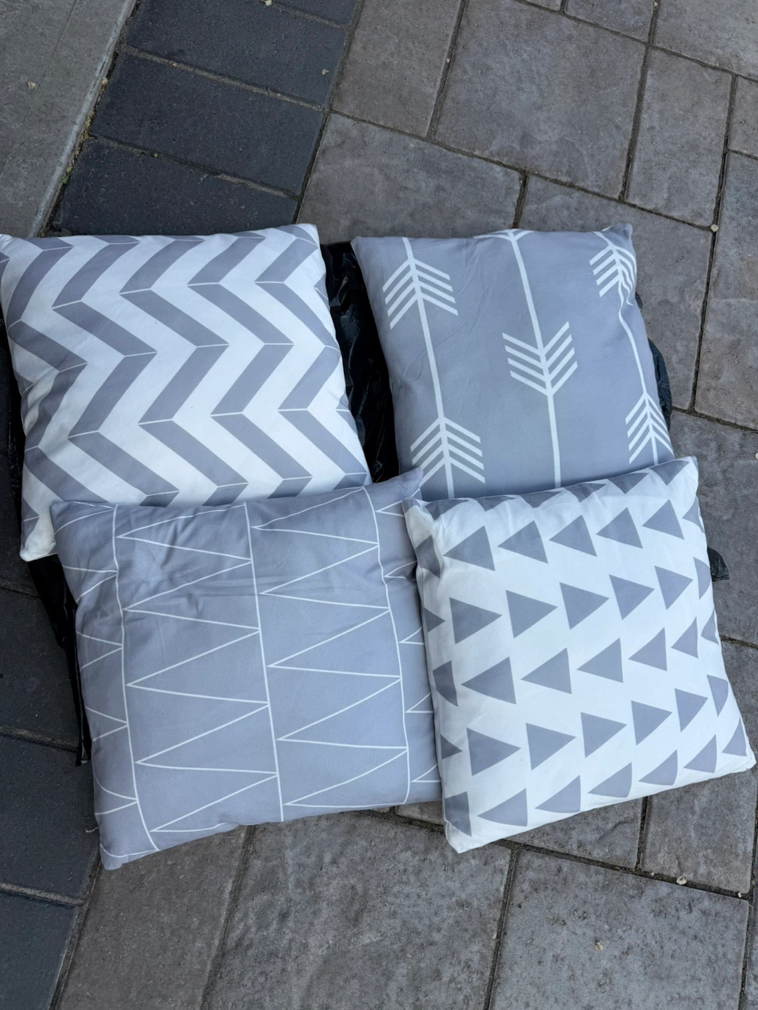 Set of 4 Grey Decorative Throw Pillows