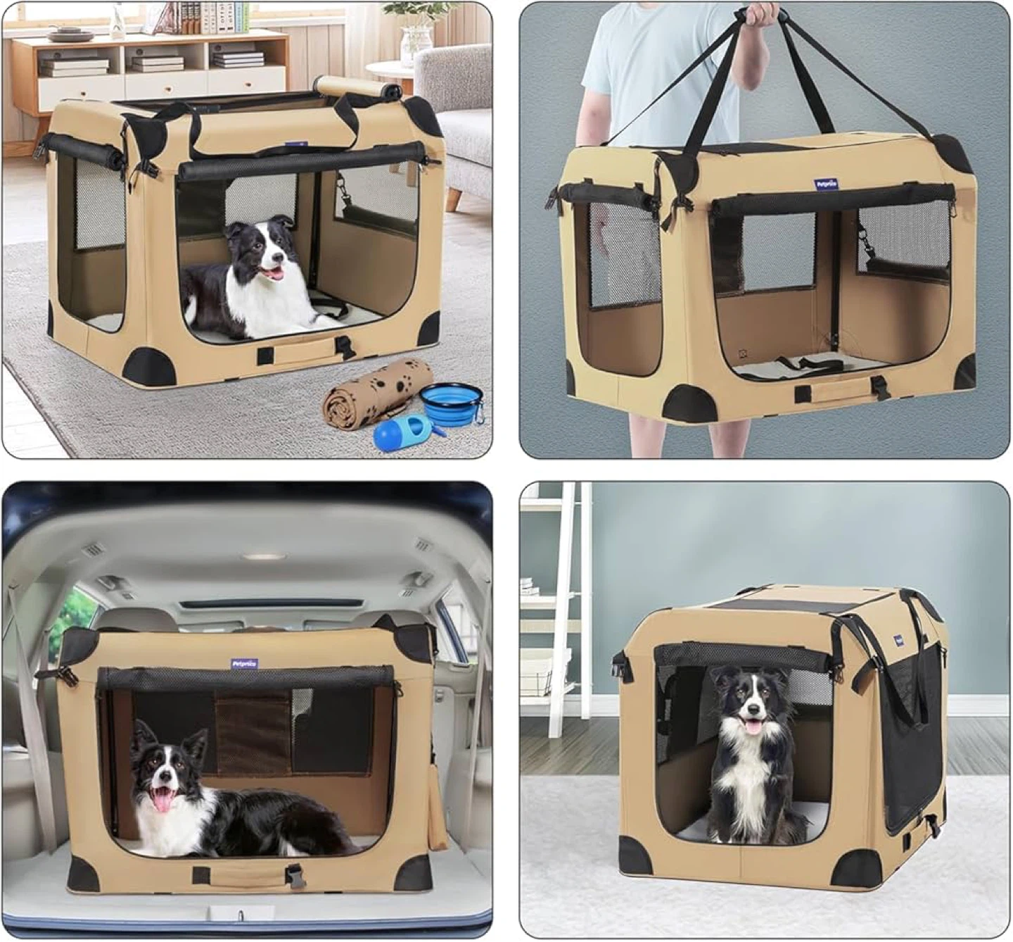 Petprsco Portable Dog Crate - Beige - Brand new - photo 2