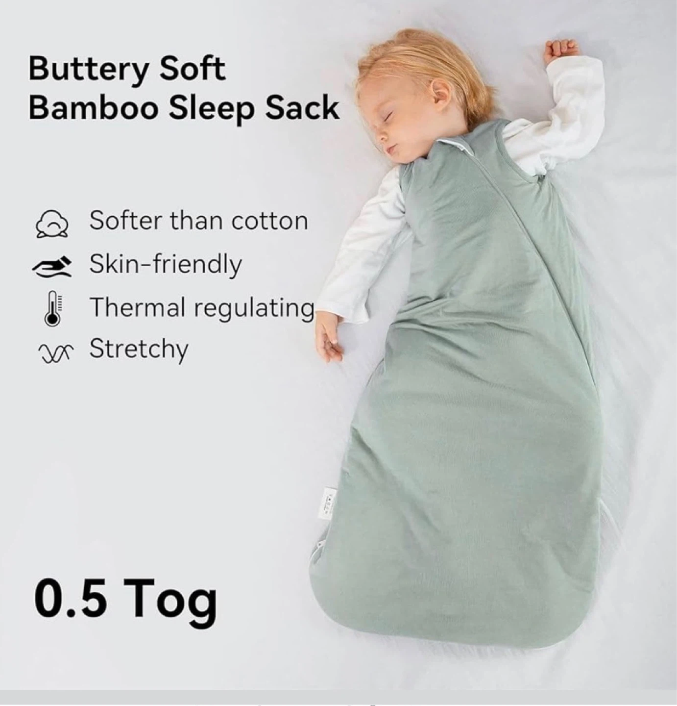 BubblePanda Bamboo Sleep Sack Sage Green Size M NWT - photo 2