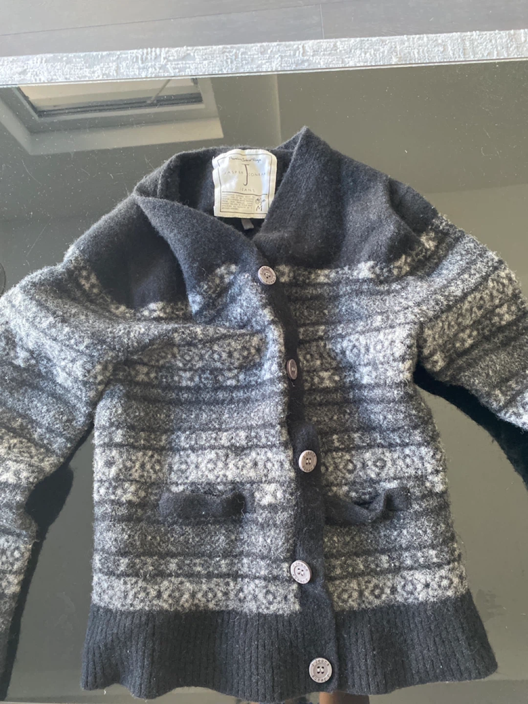 Jasper Conran Jeans Cardigan - Grey/Black Fair Isle Pattern - photo 2
