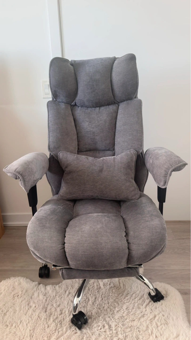 Grey Ergonomic Office Chair with Footrest - photo 2