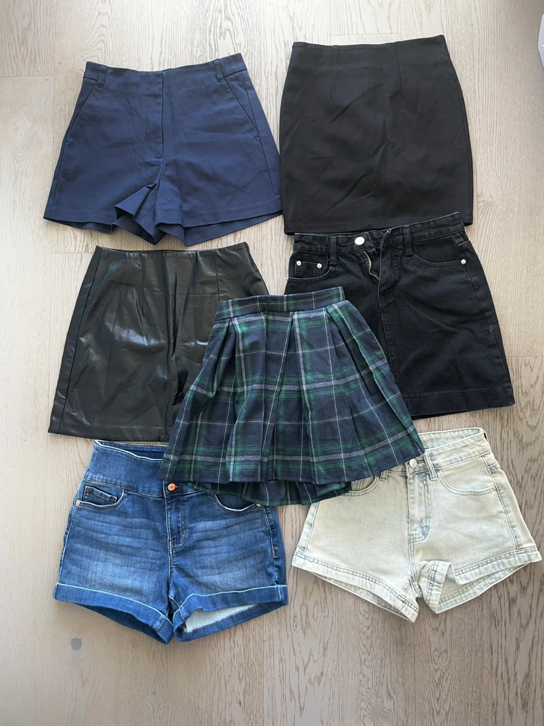 All kinds of Black blue Denim Shorts and skirts, size 2-4