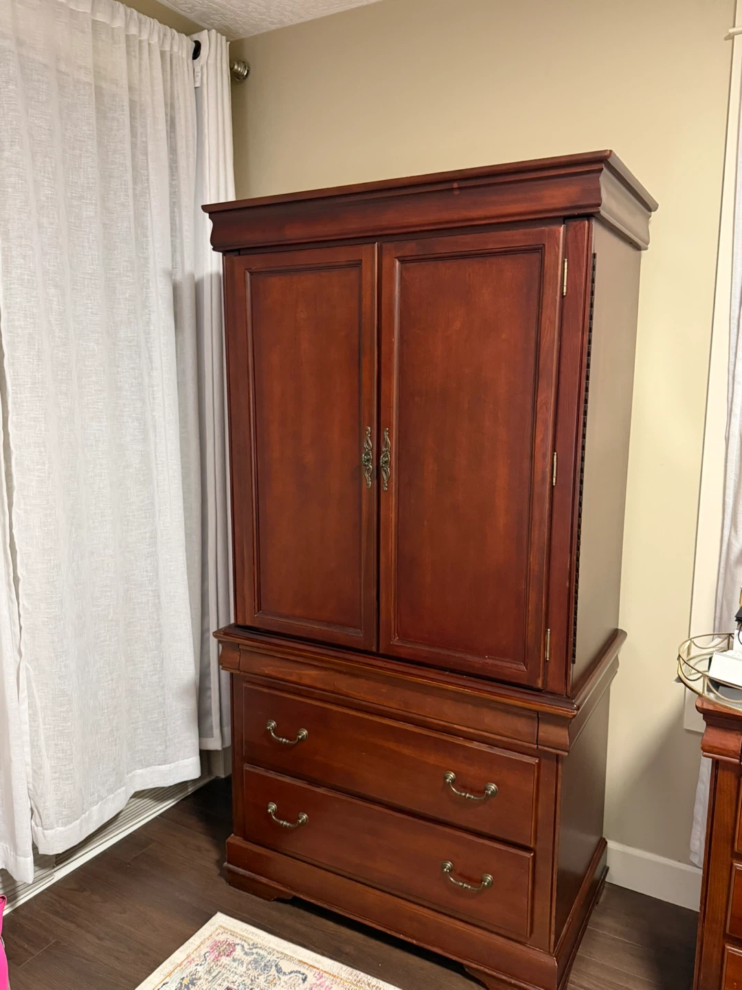 Classic Mahogany Wood Armoire Wardrobe with Drawers