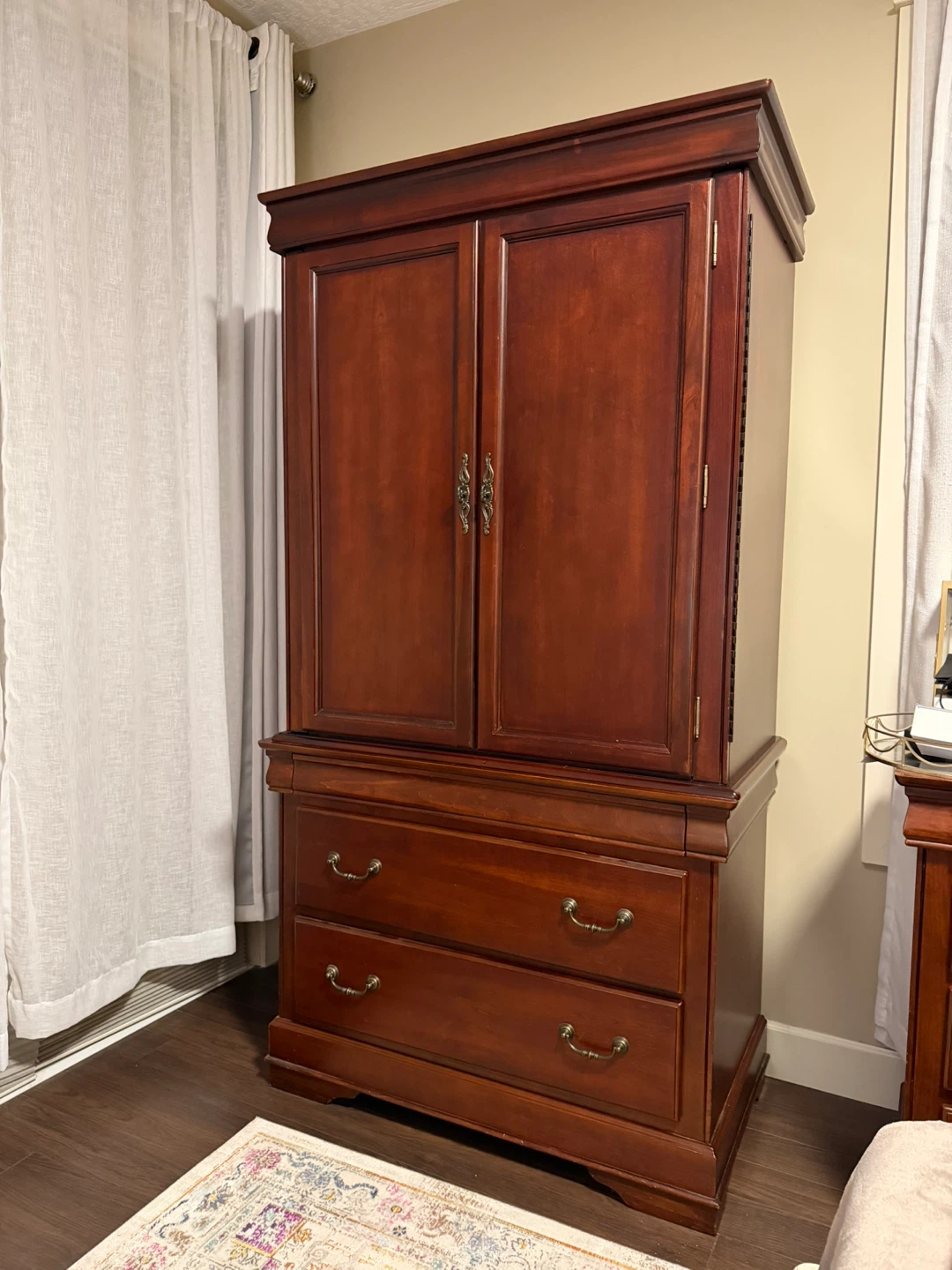 Classic Mahogany Wood Armoire Wardrobe with Drawers - photo 3