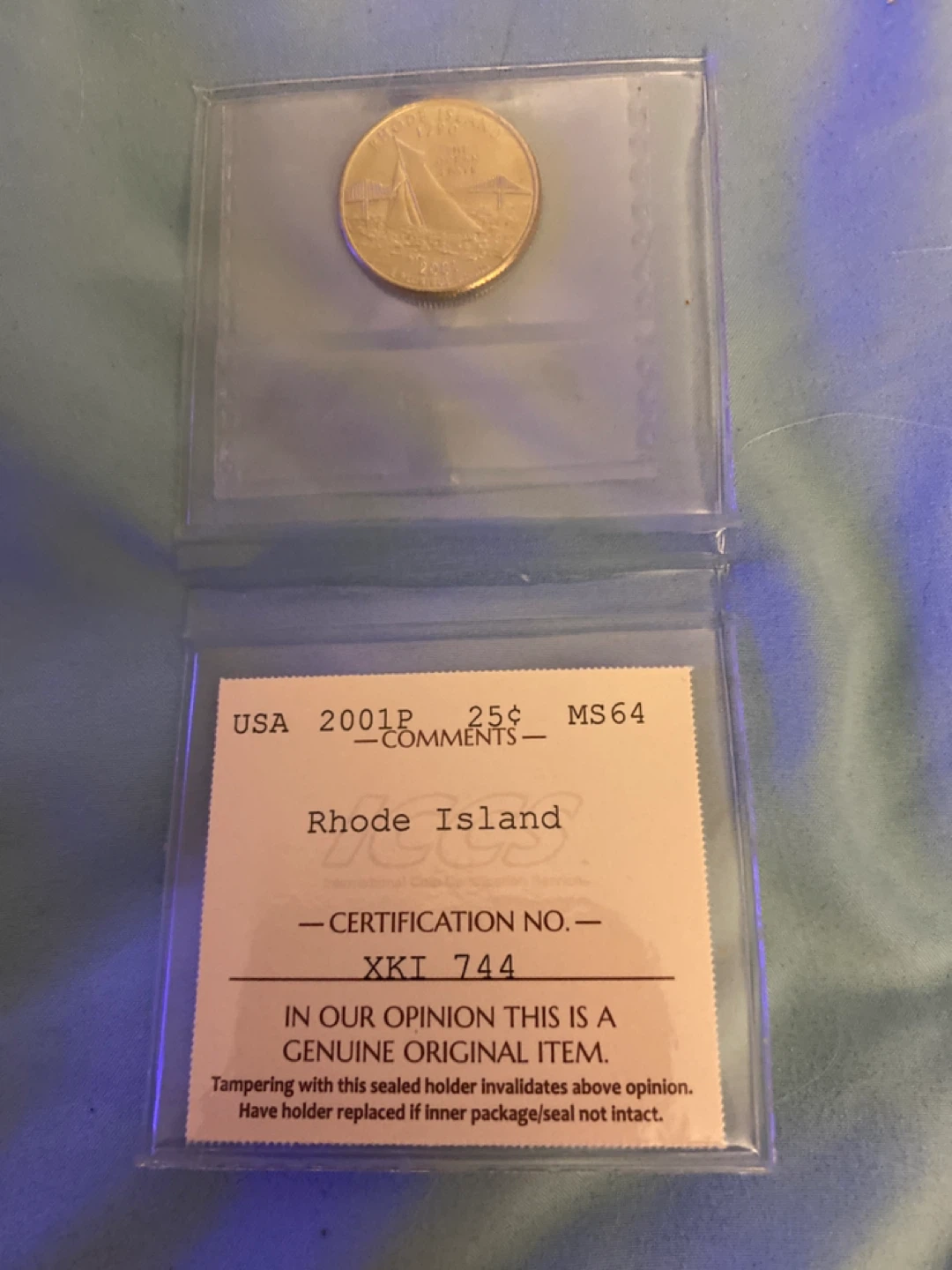 2001 Rhode Island State Quarter - MS64 Certified