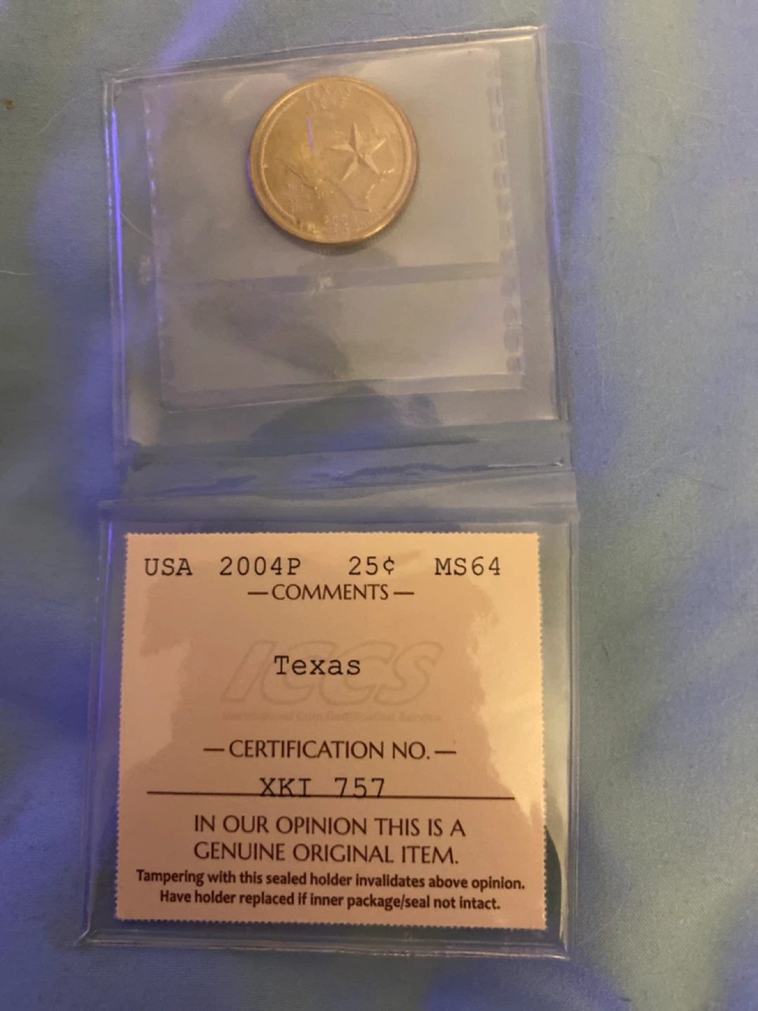 ICCS Certified 2004-P Texas Quarter - MS64
