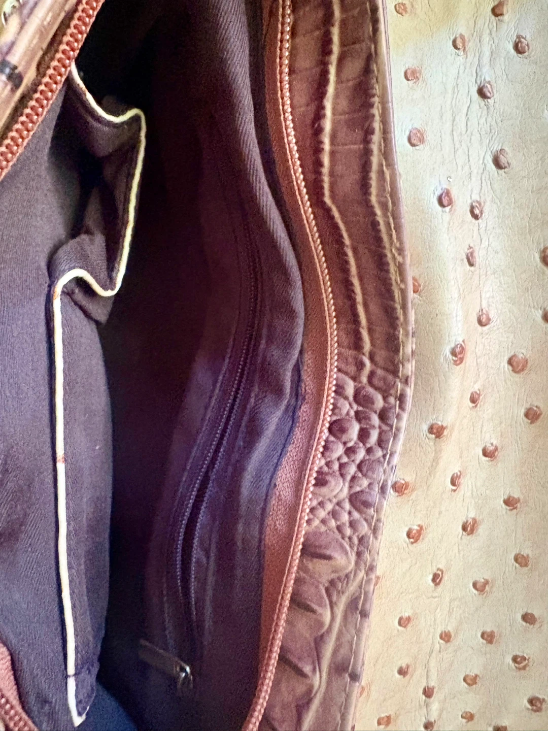 Brown Crocodile Embossed Handbag with Studded Flap - photo 5