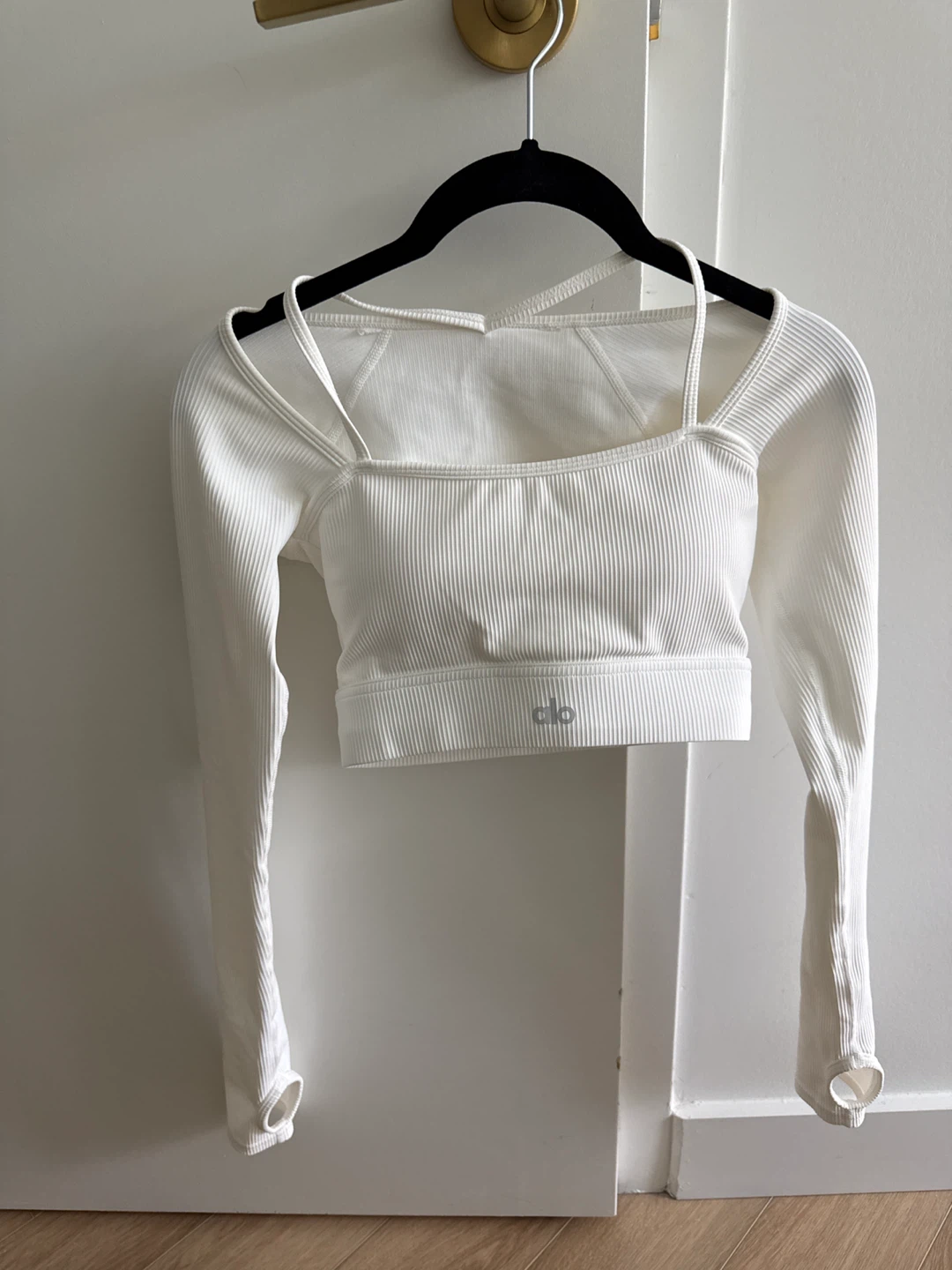 White Alo Yoga Long Sleeve Crop Top