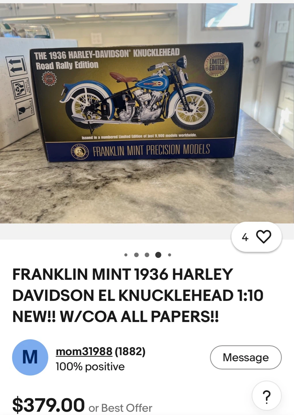 Franklin Mint 1936 Harley Davidson EL Knucklehead 1:10 - photo 2
