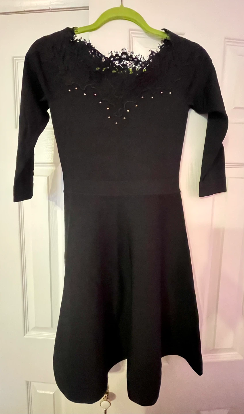 Karen Millen Black Lace & Studded Mini Dress XS - photo 3