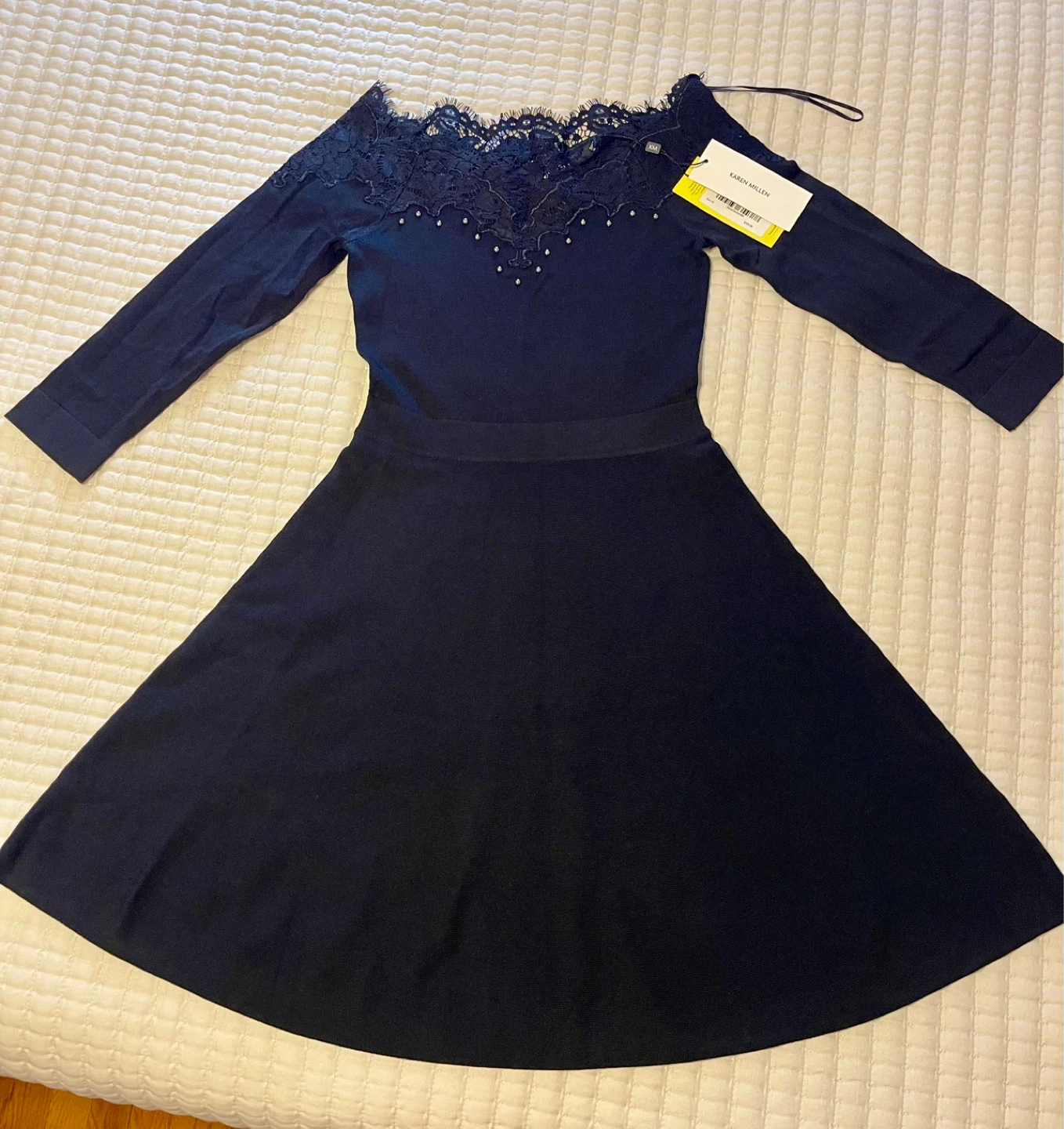 Karen Millen Black Lace & Studded Mini Dress XS