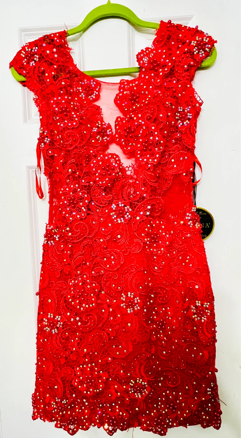 Regina Paris Red Beaded Lace Dress - photo 2