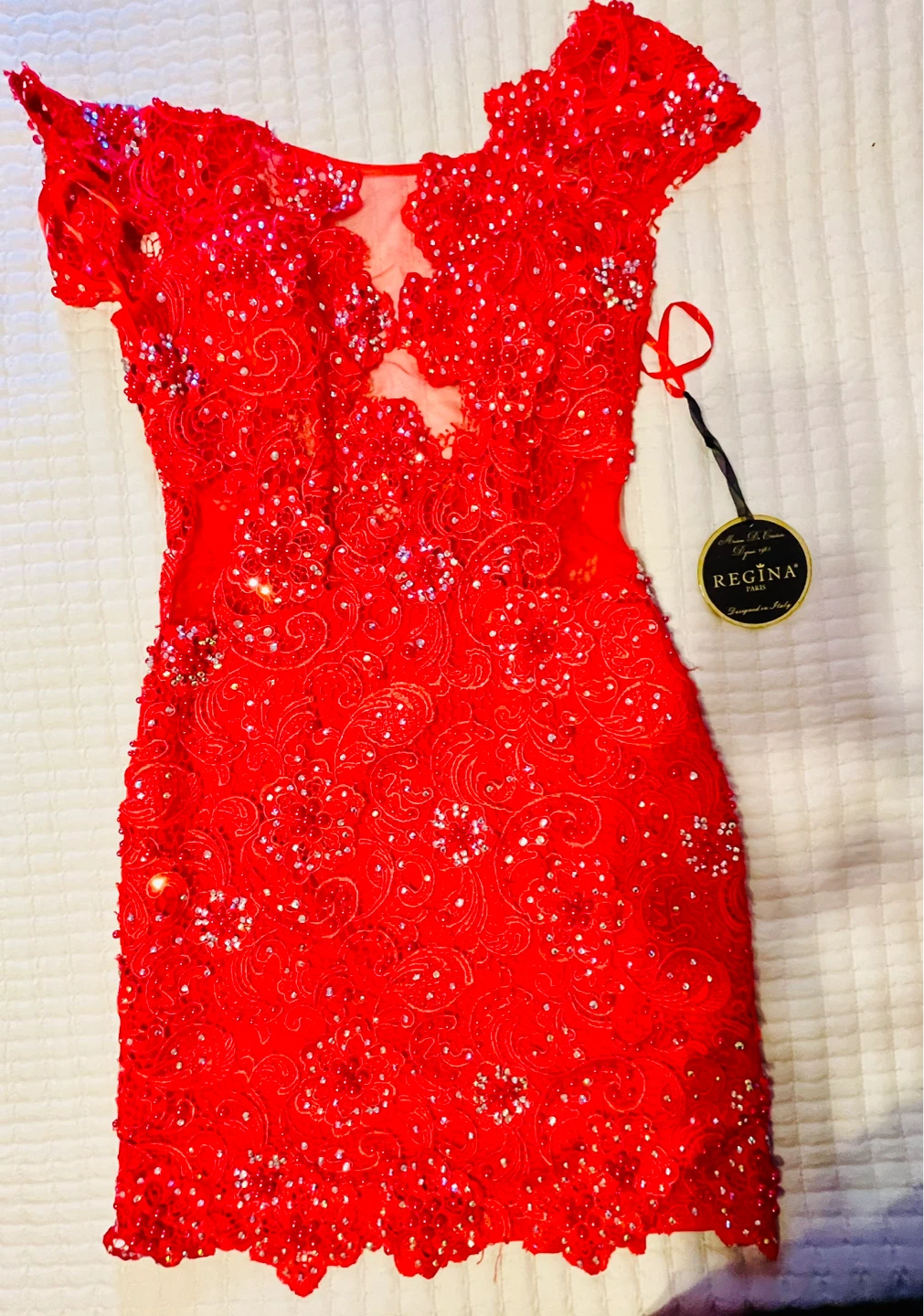 Regina Paris Red Beaded Lace Dress - photo 5