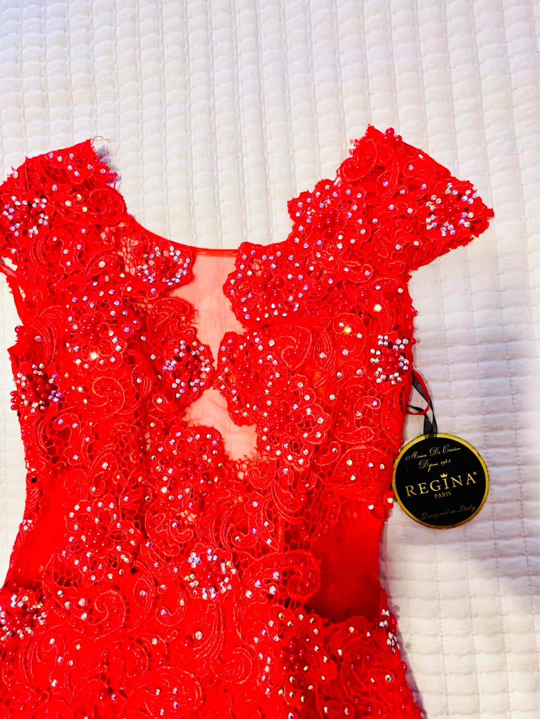 Regina Paris Red Beaded Lace Dress - photo 4