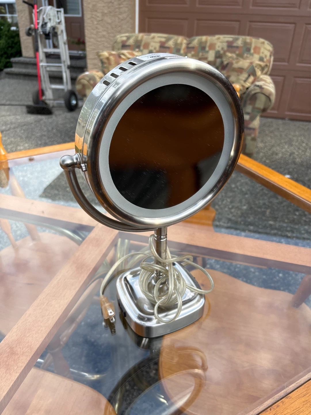 Silver Lighted Makeup Mirror