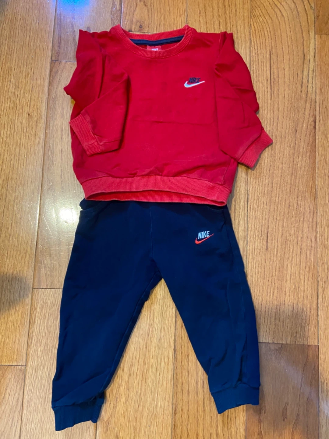 Nike Toddler Red Sweatshirt & Navy Jogger Set