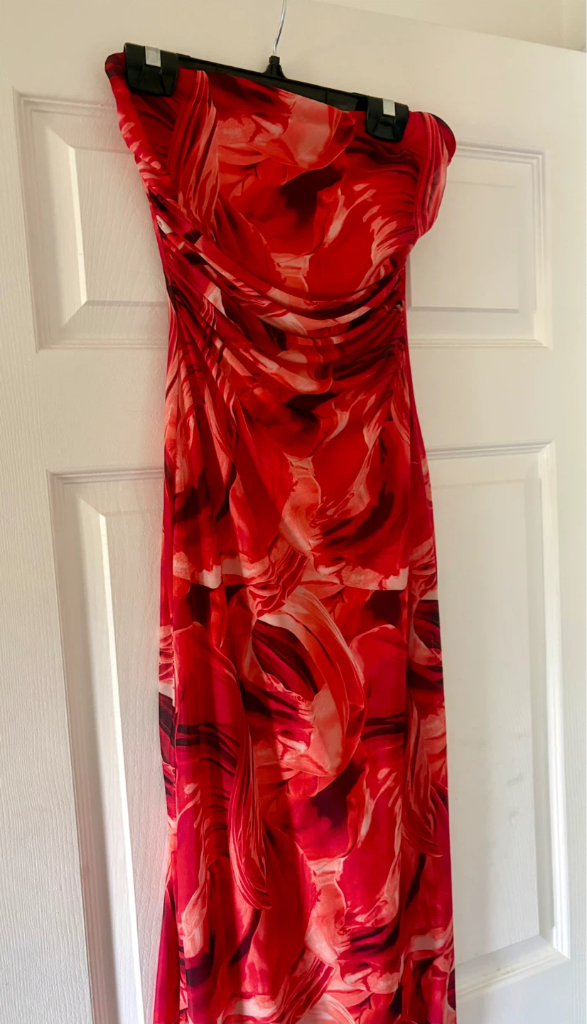 Strapless Ruched Maxi Dress - Size Small