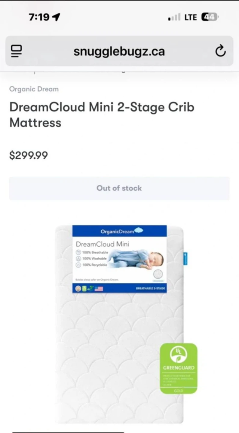 Organic Dream DreamCloud Mini 2-Stage Crib Mattress