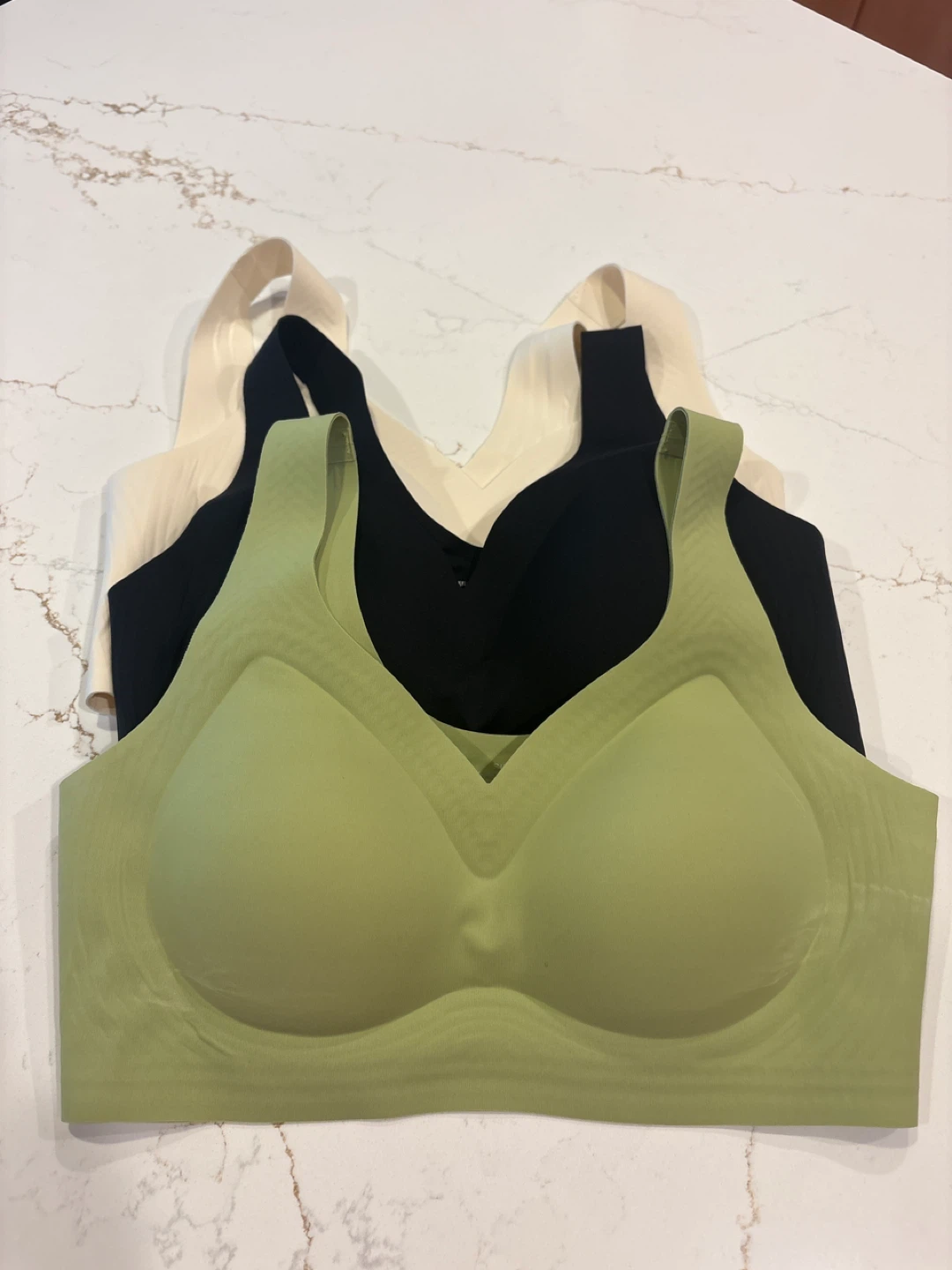 Women's Seamless Sports Bra Bundle (Black, Green, Nude)