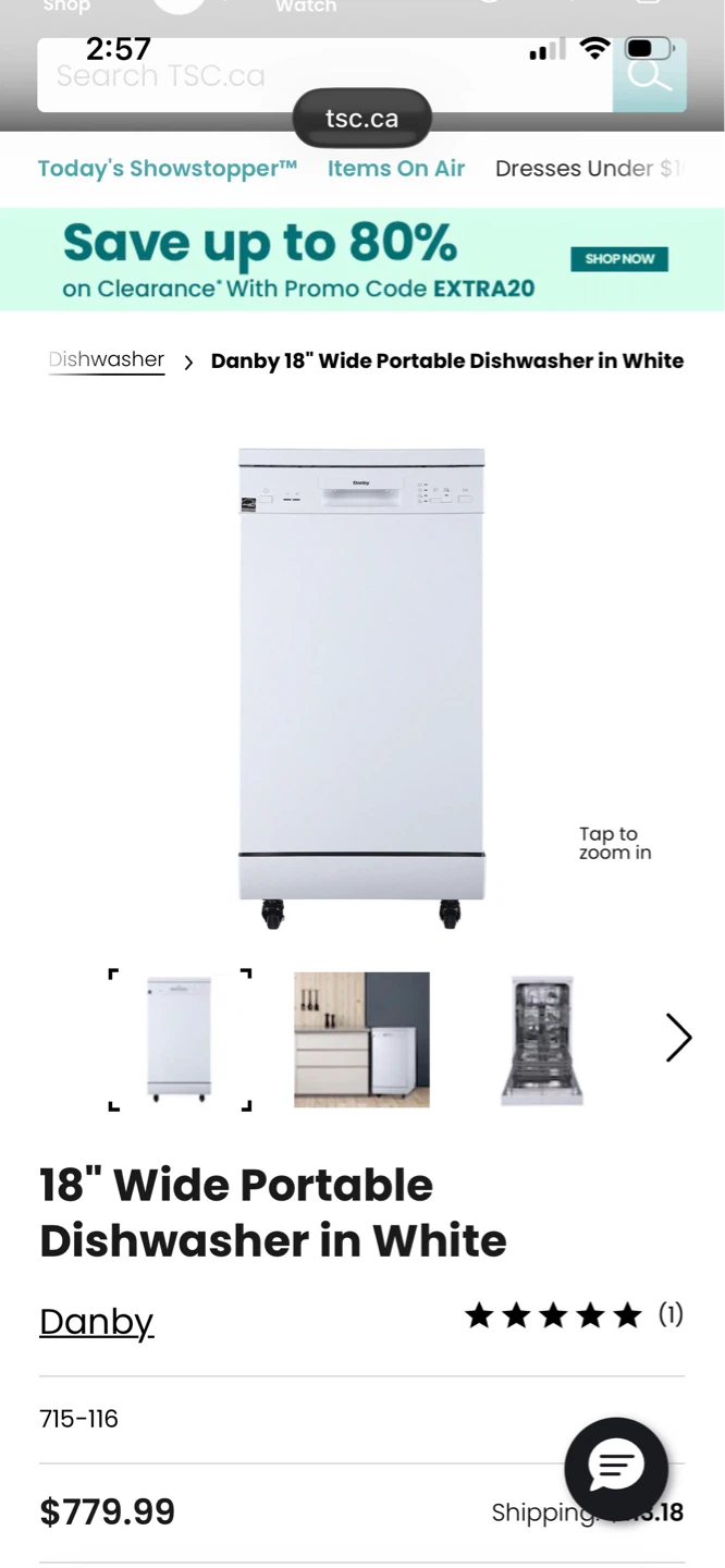 Danby 18" Wide Portable Dishwasher - White - photo 3