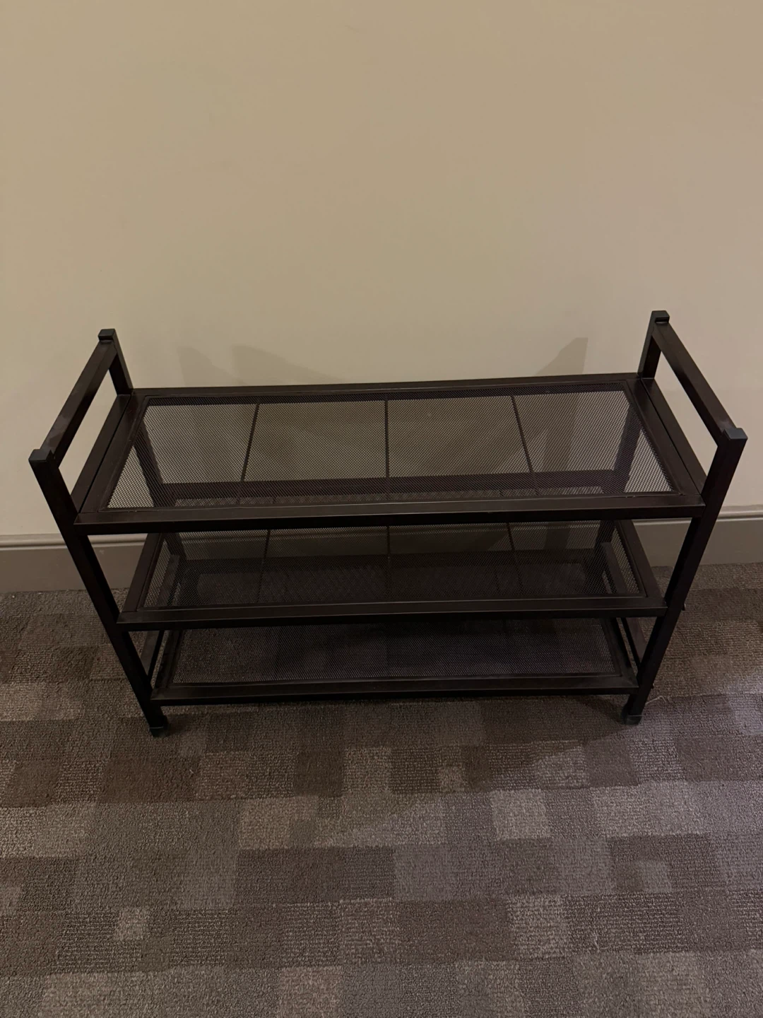 3-Tier Mesh Metal Shoe Rack Brown