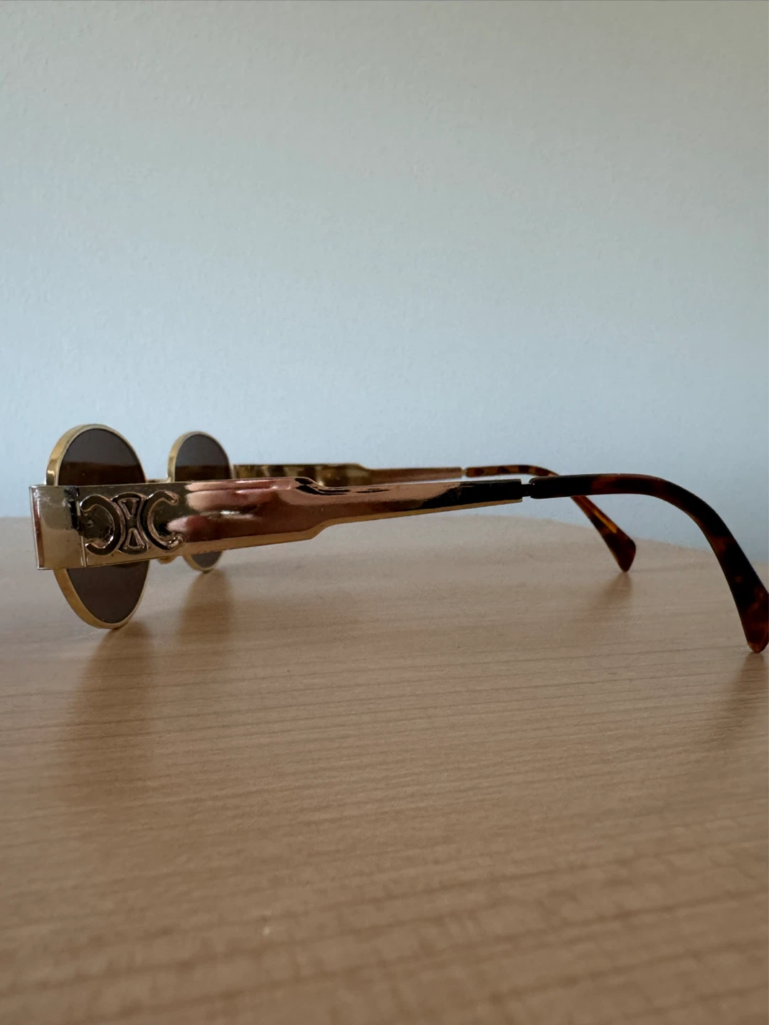 Celine Oval Sunglasses Gold Brown Tortoise