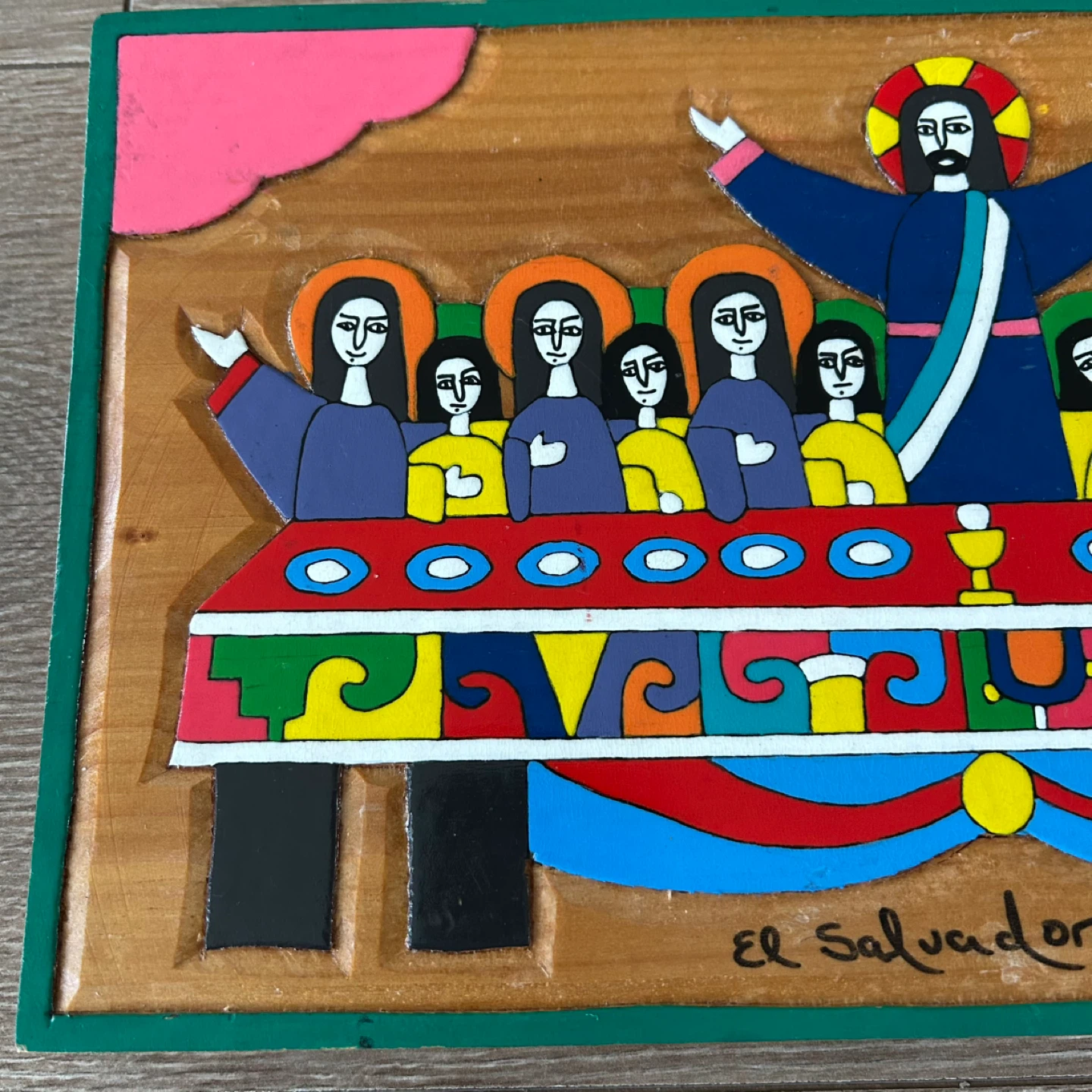 Vintage El Salvador Hand-Carved Last Supper Folk Art - photo 5