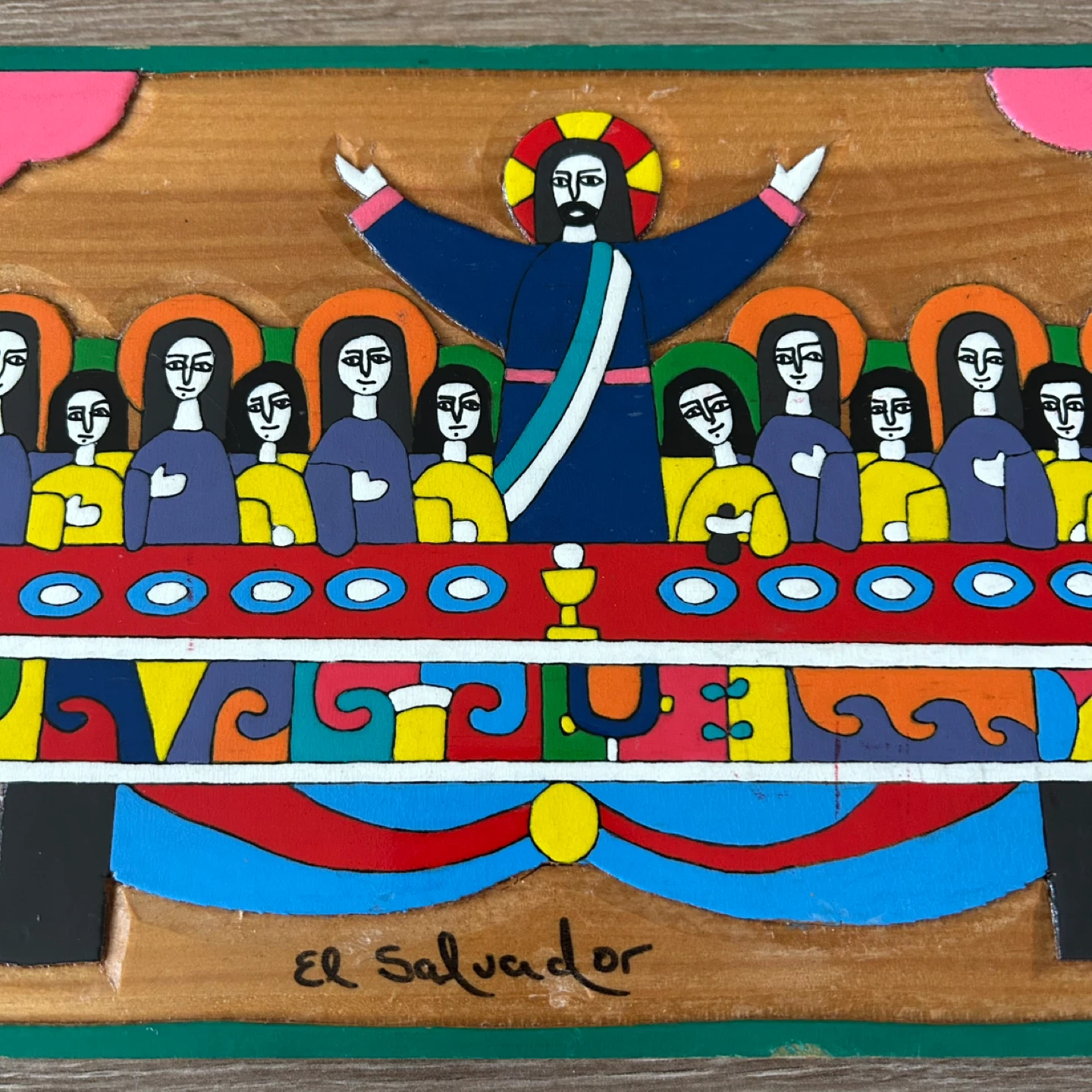 Vintage El Salvador Hand-Carved Last Supper Folk Art - photo 4