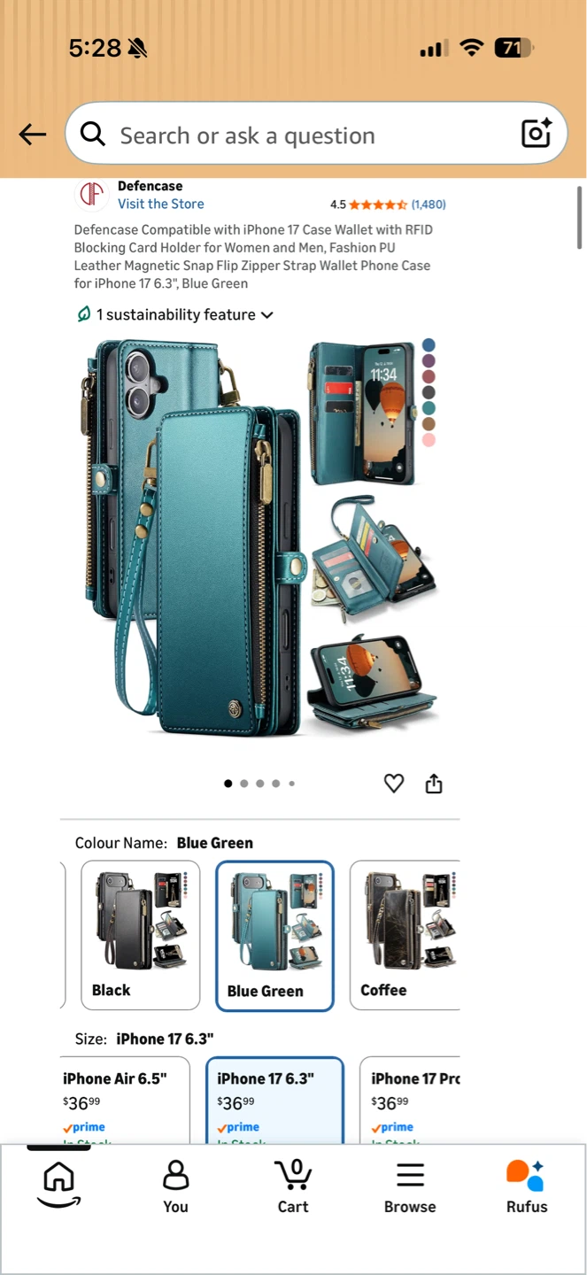 Defencase iPhone 17 Case Wallet Blue Green - photo 5