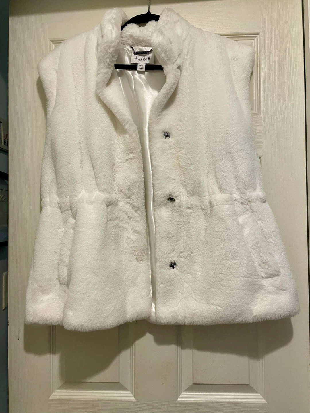 Joseph Ribkoff White Faux Fur Vest XL