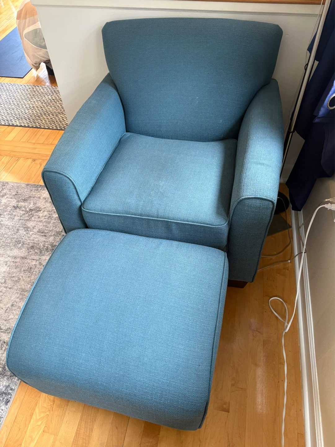 Blue Armchair and Ottoman Set - photo 3