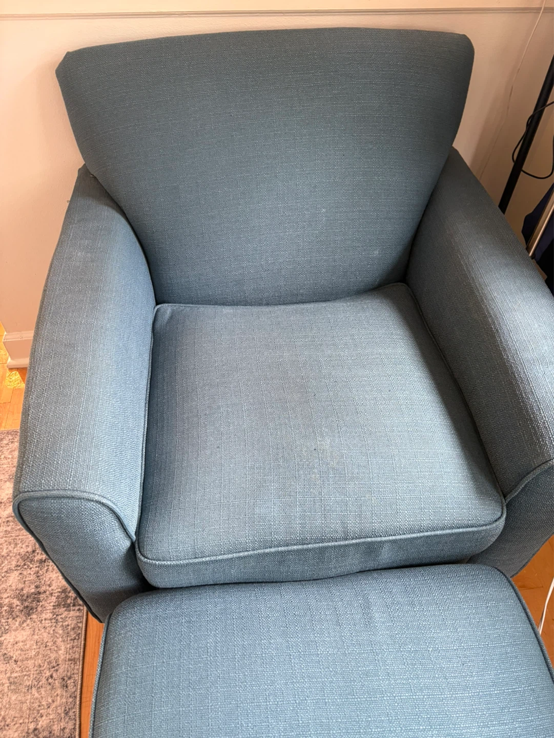 Blue Armchair and Ottoman Set