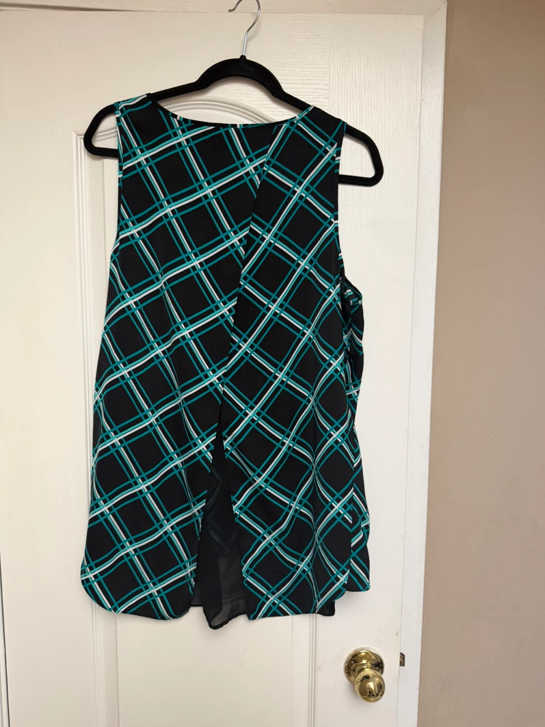 Chic Plaid Tank Top - Black, Teal & White - photo 2