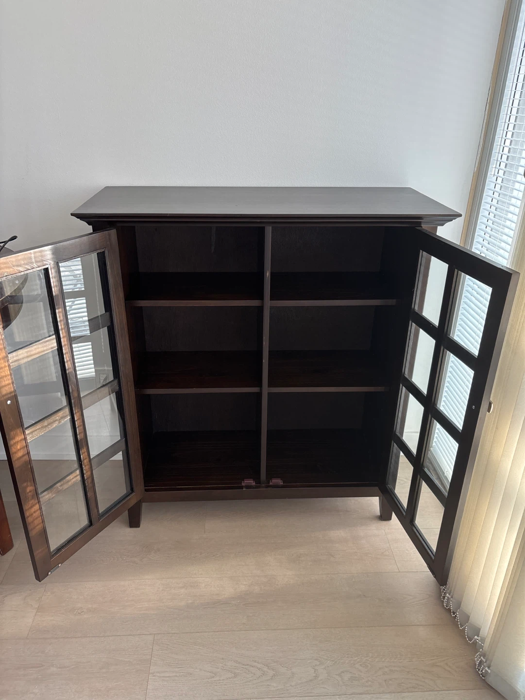 Dark Wood Cabinet with Glass Doors - photo 2