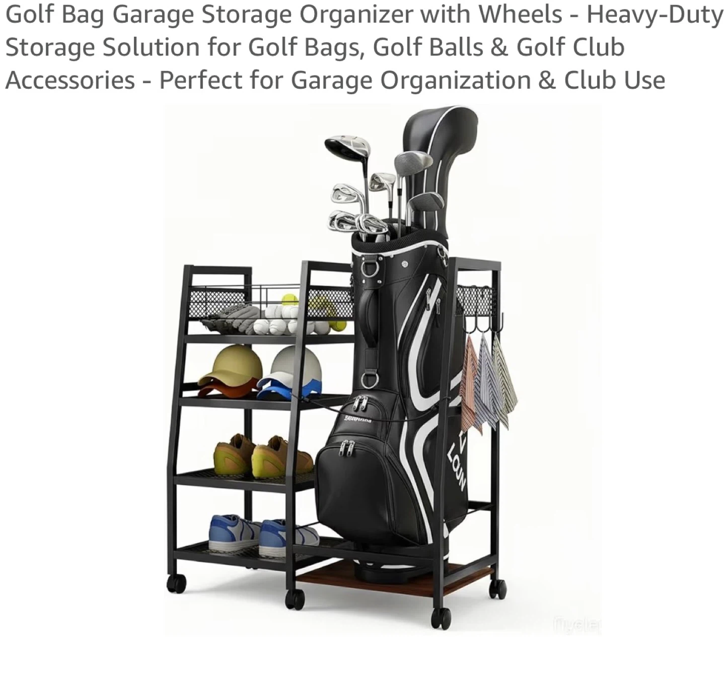 Golf Bag Garage Storage Organizer with Wheels GG8