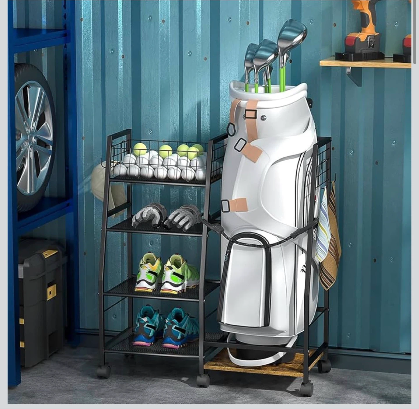 Golf Bag Garage Storage Organizer with Wheels GG8 - photo 2