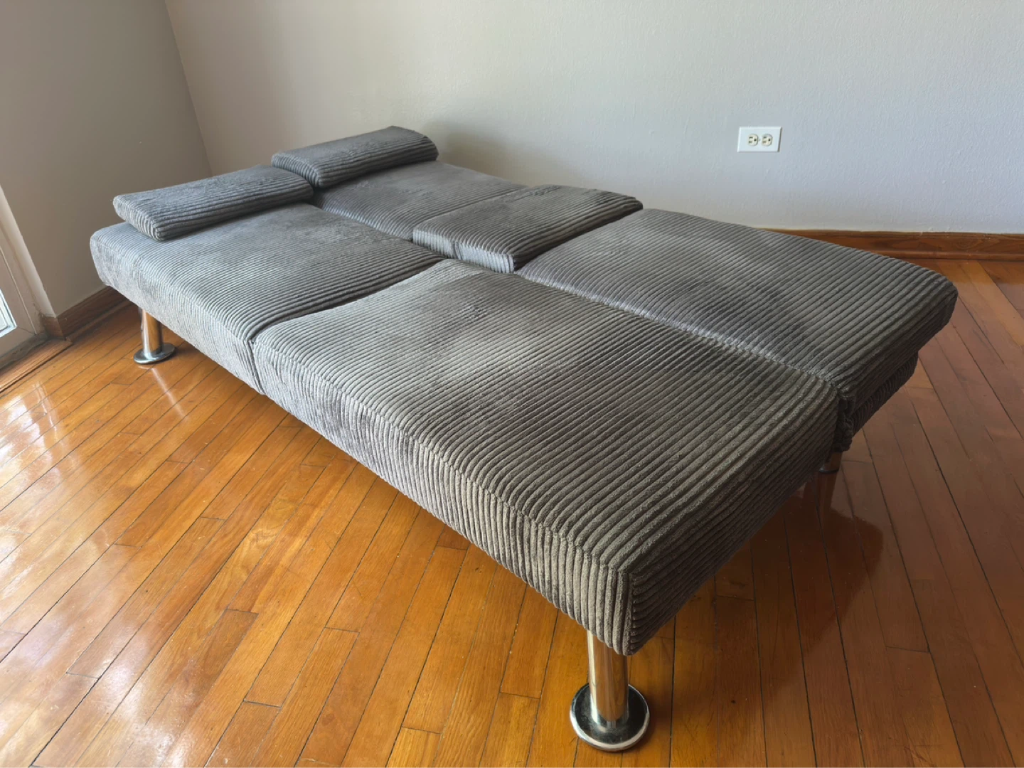 Gray Corduroy Futon Sofa Bed - photo 3