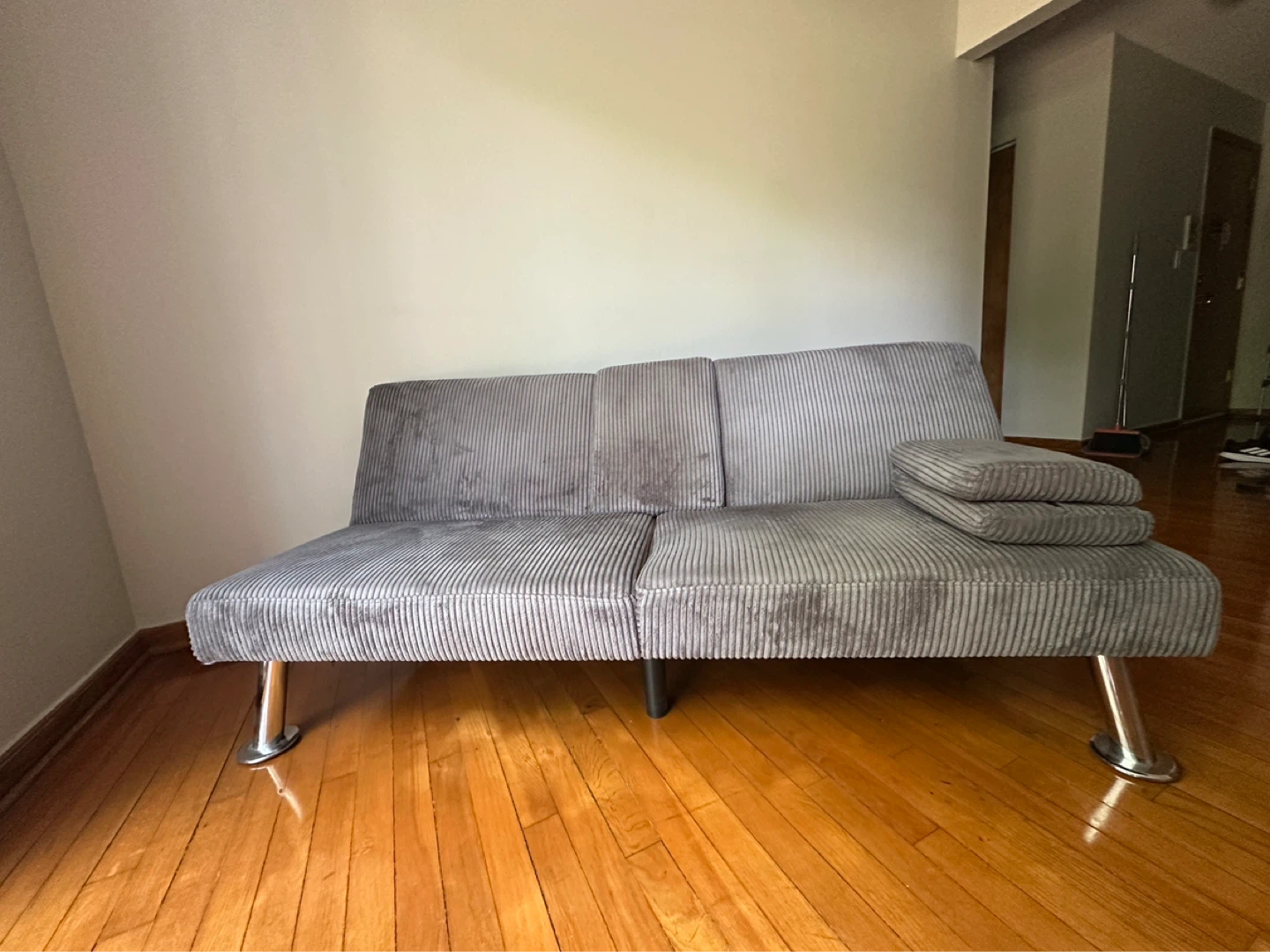 Gray Corduroy Futon Sofa Bed