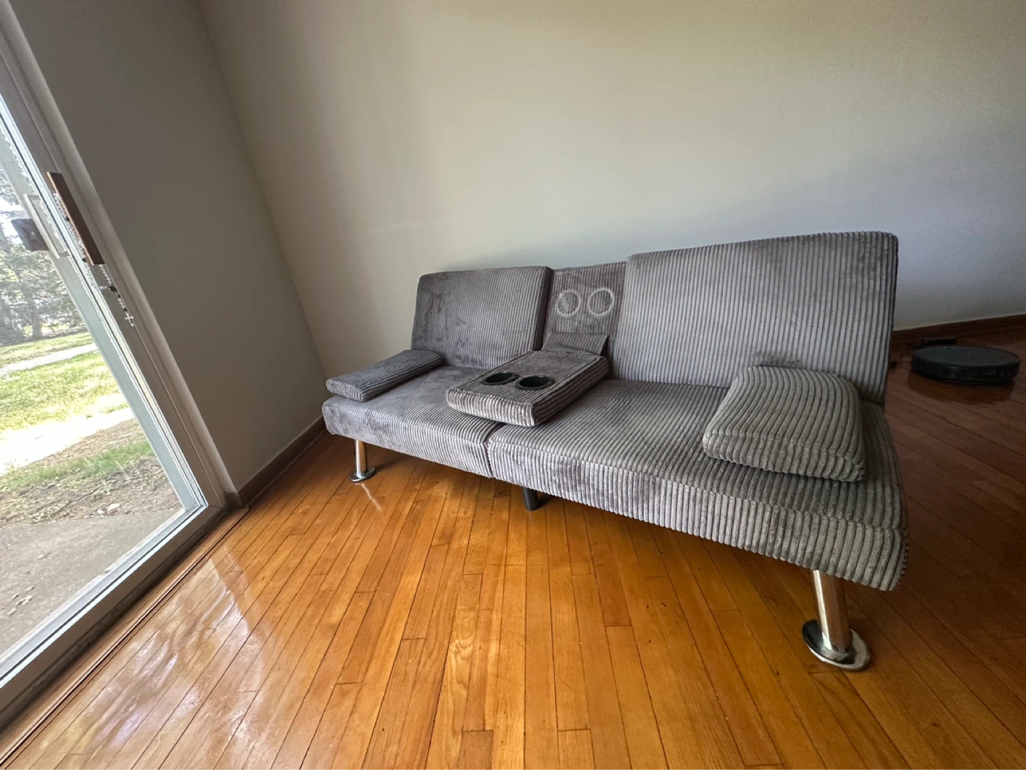 Gray Corduroy Futon Sofa Bed - photo 2