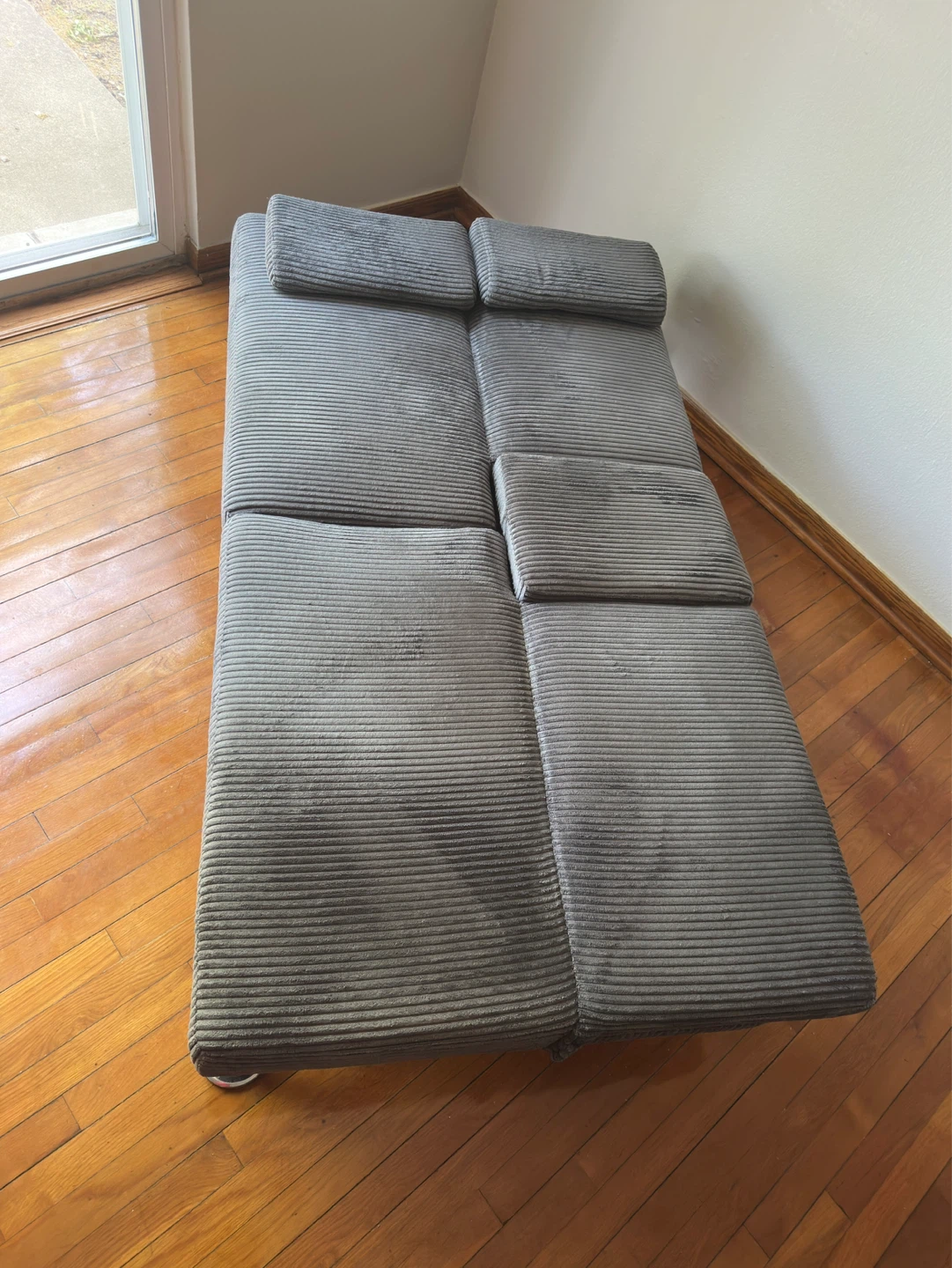 Gray Corduroy Futon Sofa Bed - photo 4