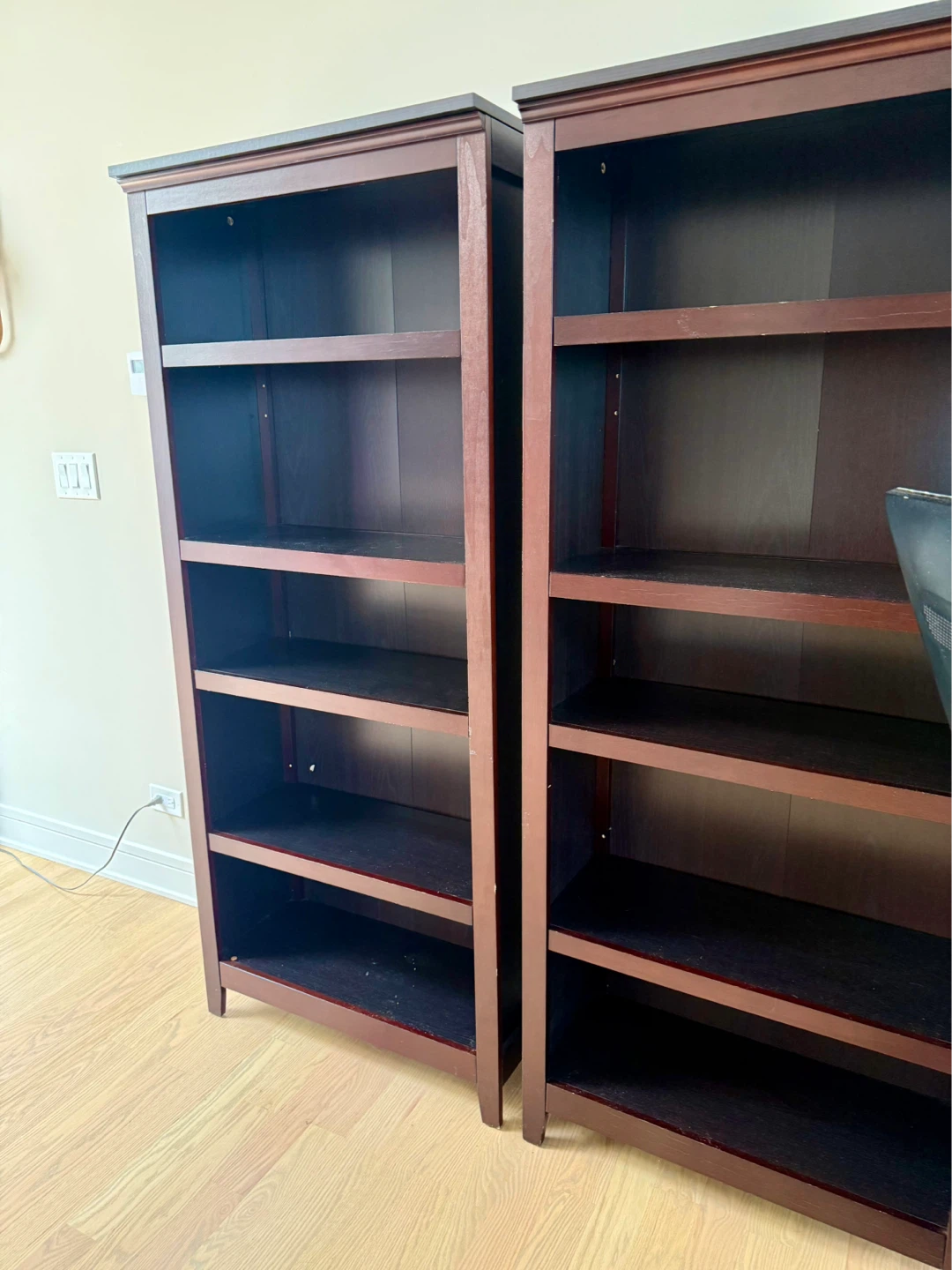 Set of 2 Dark Brown 5-Shelf Bookcases - photo 2