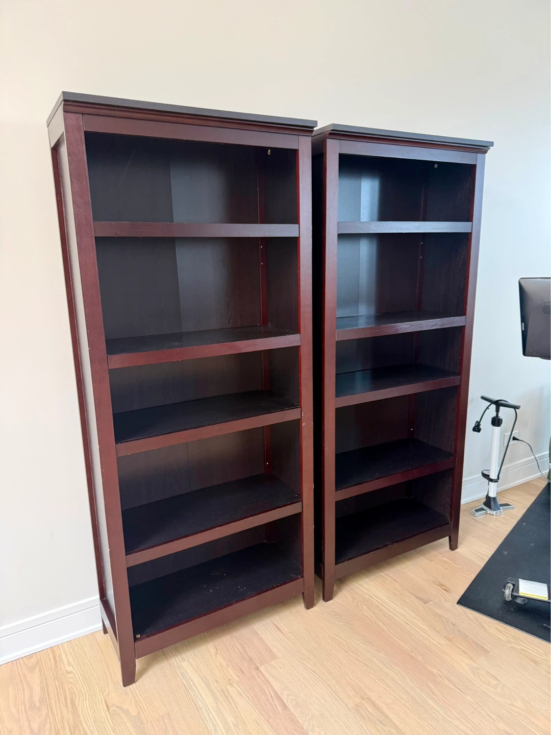 Set of 2 Dark Brown 5-Shelf Bookcases