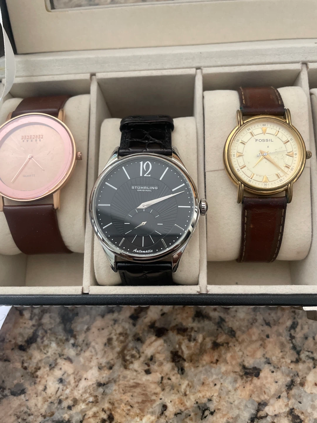 Fossil, Stuhrling, and Berenger Steel Watches