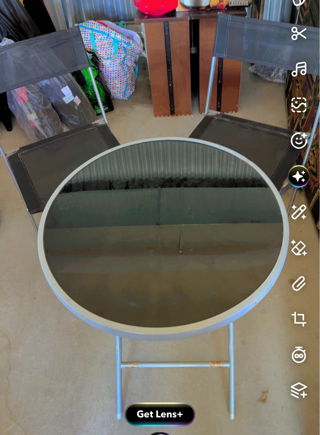 Round Folding Table with Glass Top