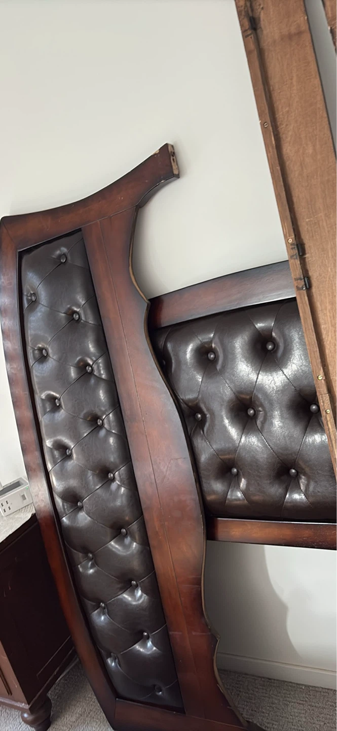 Dark Brown Tufted Headboard with Wood Frame