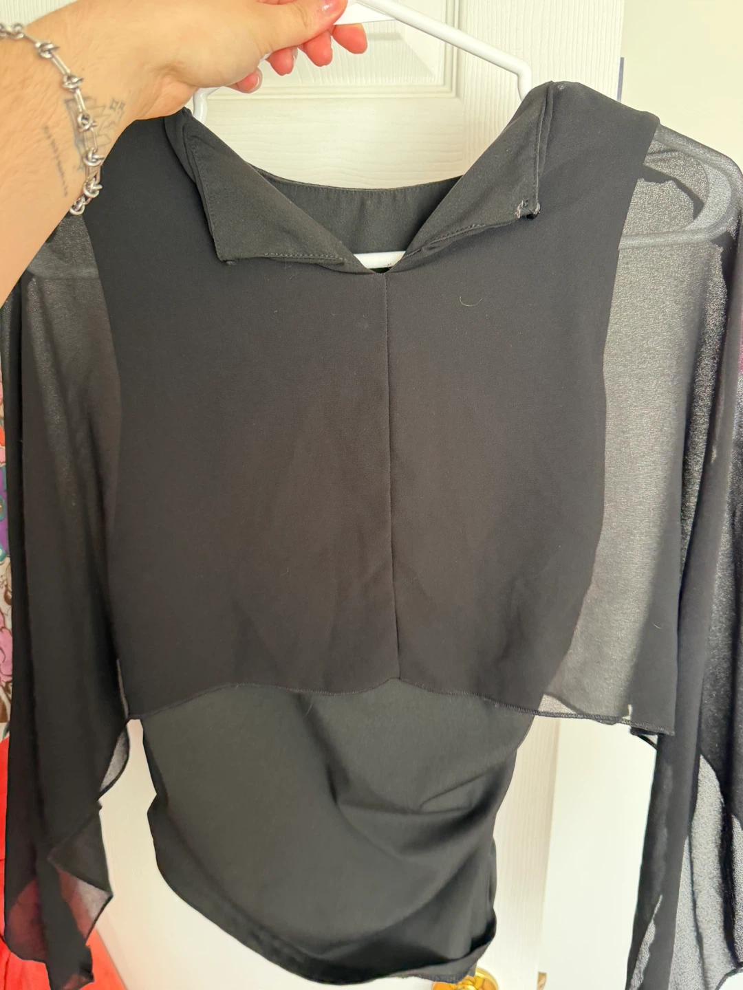 Black Chiffon Overlay Top - photo 3
